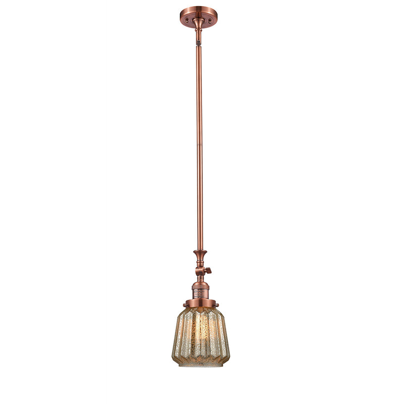 Chatham Mini Pendant shown in the Antique Copper finish with a Mercury shade