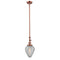 Geneseo Mini Pendant shown in the Antique Copper finish with a Clear Crackled shade