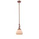 Fulton Mini Pendant shown in the Antique Copper finish with a Matte White shade