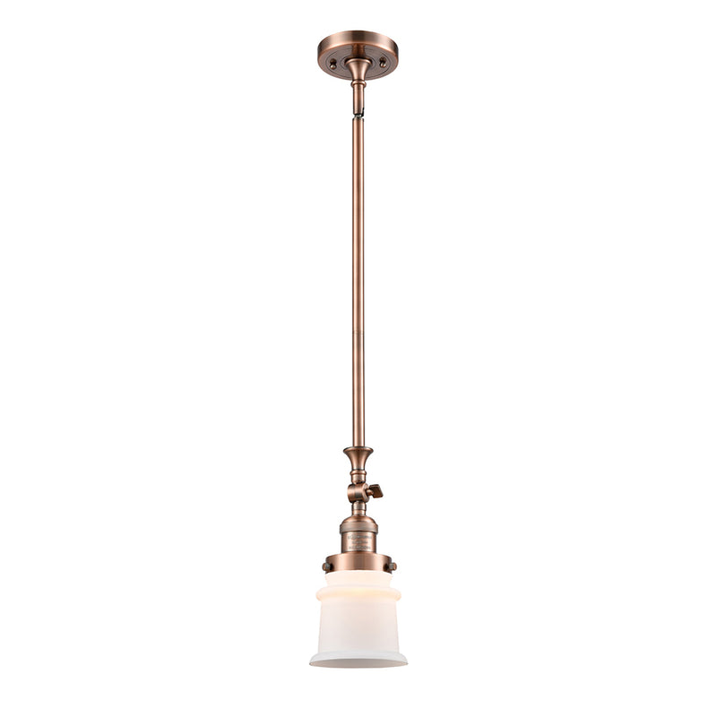 Canton Mini Pendant shown in the Antique Copper finish with a Matte White shade