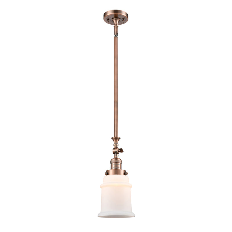 Canton Mini Pendant shown in the Antique Copper finish with a Matte White shade