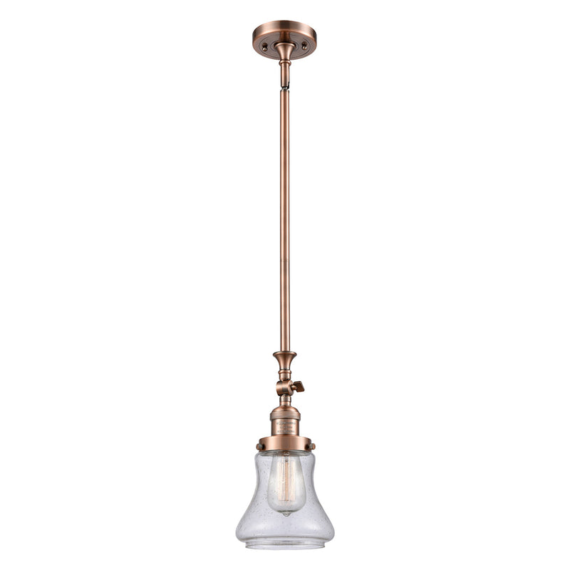 Bellmont Mini Pendant shown in the Antique Copper finish with a Seedy shade