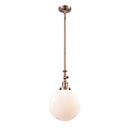 Beacon Mini Pendant shown in the Antique Copper finish with a Matte White shade