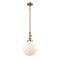 Beacon Mini Pendant shown in the Antique Copper finish with a Matte White shade