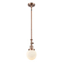 Beacon Mini Pendant shown in the Antique Copper finish with a Matte White shade