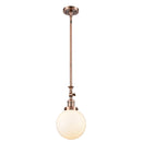 Beacon Mini Pendant shown in the Antique Copper finish with a Matte White shade