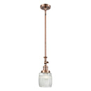 Colton Mini Pendant shown in the Antique Copper finish with a Clear Halophane shade