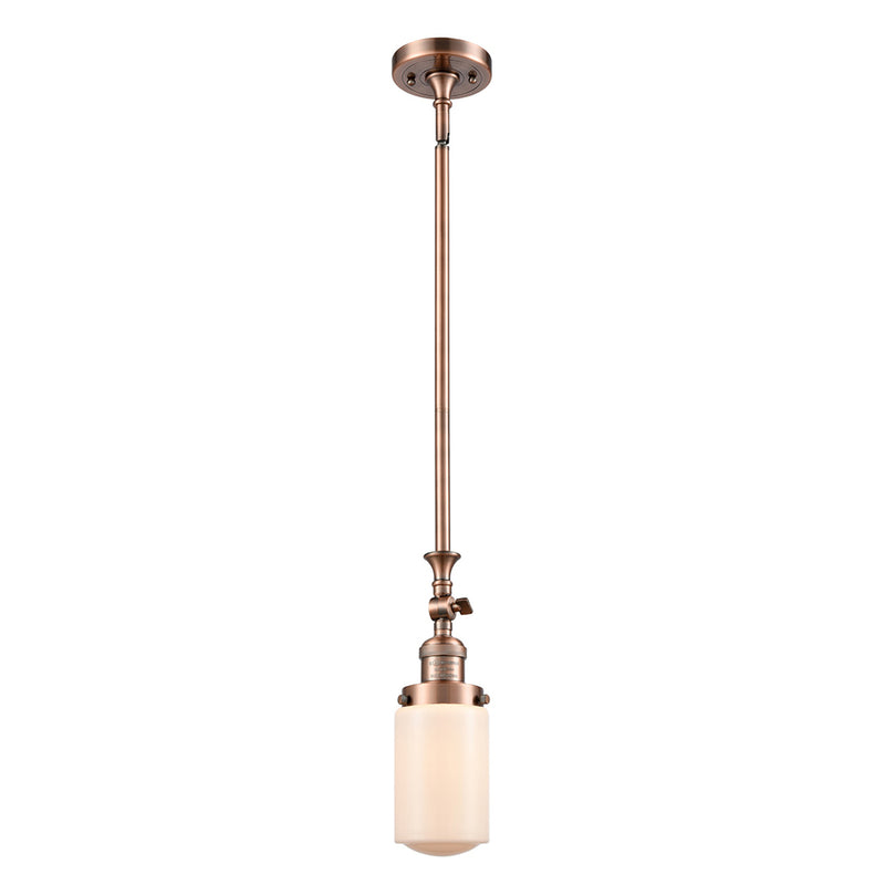 Dover Mini Pendant shown in the Antique Copper finish with a Matte White shade