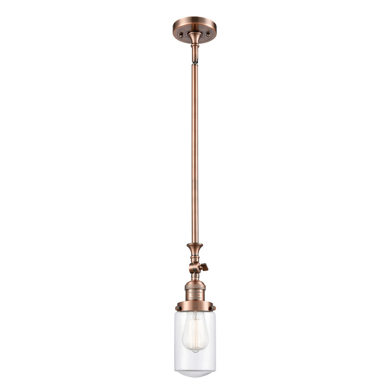 Dover Mini Pendant shown in the Antique Copper finish with a Clear shade