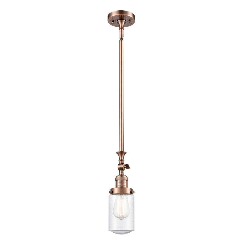 Dover Mini Pendant shown in the Antique Copper finish with a Seedy shade