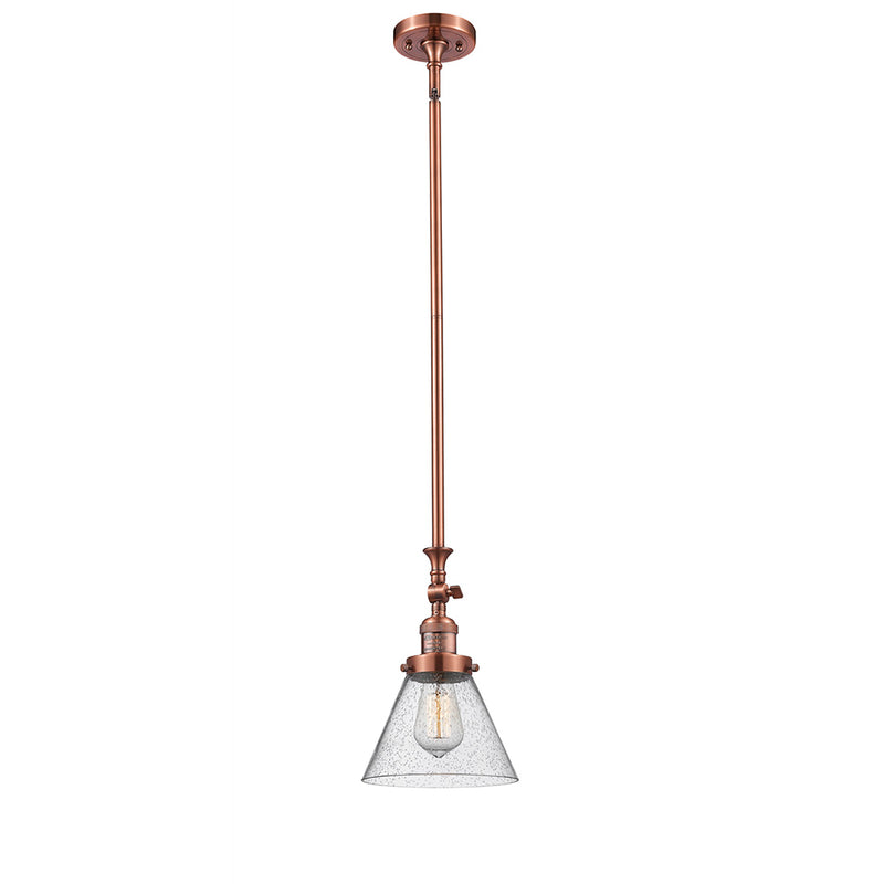 Cone Mini Pendant shown in the Antique Copper finish with a Seedy shade