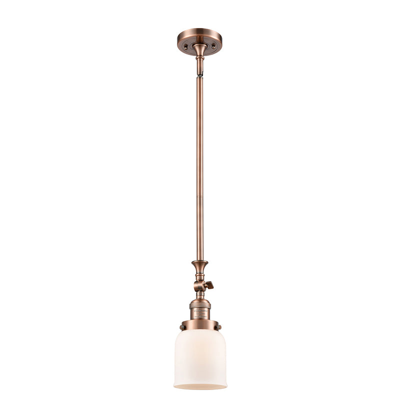 Bell Mini Pendant shown in the Antique Copper finish with a Matte White shade