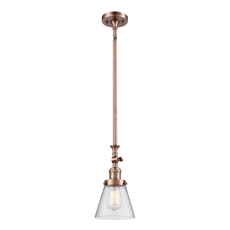 Cone Mini Pendant shown in the Antique Copper finish with a Seedy shade