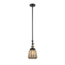 Chatham Mini Pendant shown in the Black Antique Brass finish with a Mercury shade