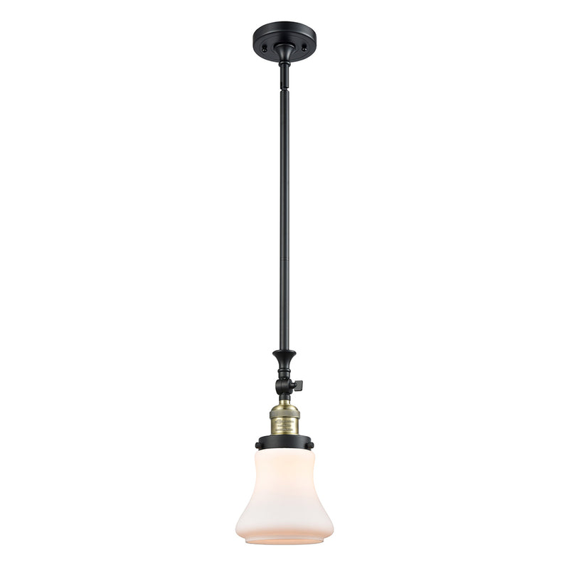 Bellmont Mini Pendant shown in the Black Antique Brass finish with a Matte White shade