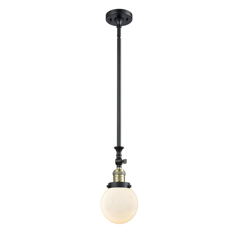 Beacon Mini Pendant shown in the Black Antique Brass finish with a Matte White shade