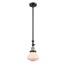 Olean Mini Pendant shown in the Black Antique Brass finish with a Matte White shade