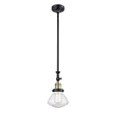 Olean Mini Pendant shown in the Black Antique Brass finish with a Seedy shade