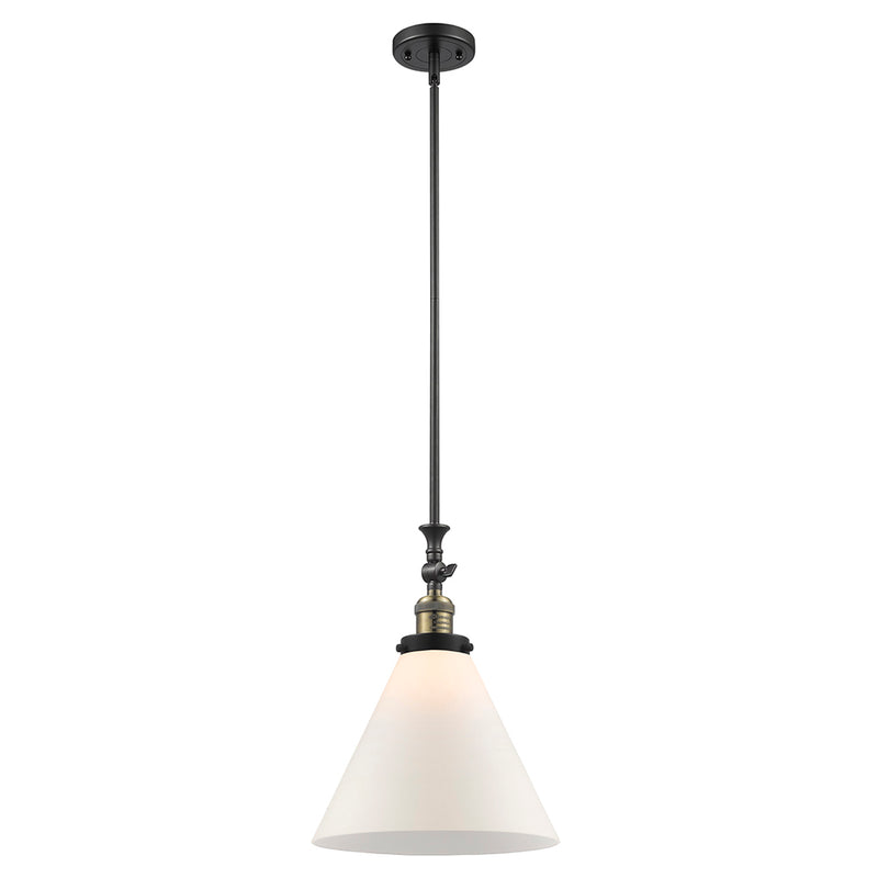 Cone Mini Pendant shown in the Black Antique Brass finish with a Matte White shade