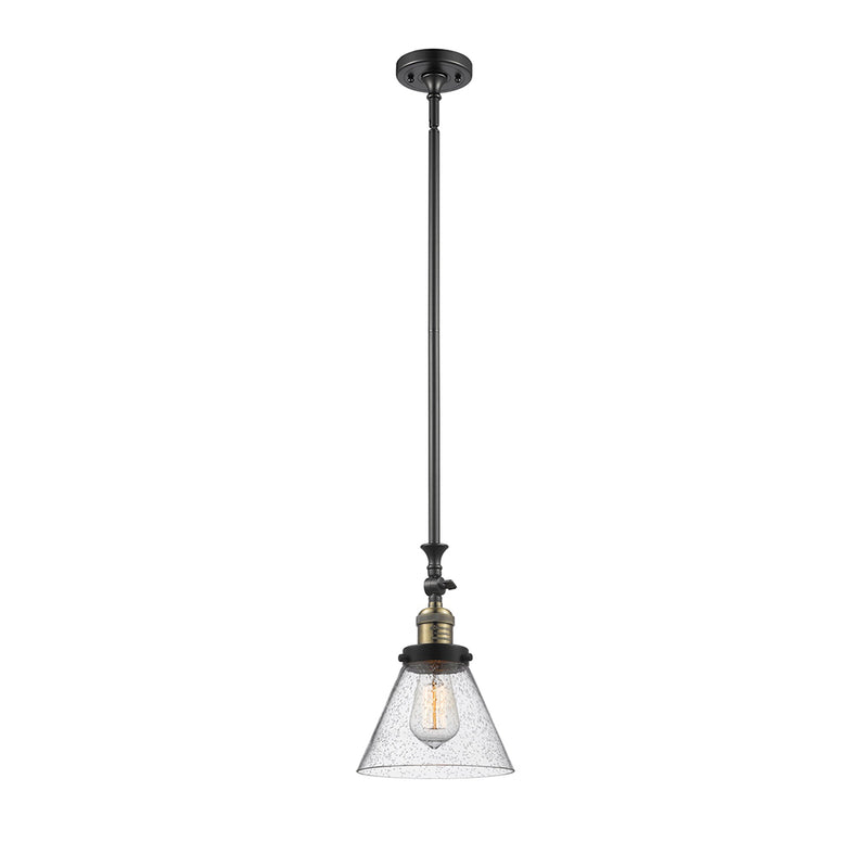 Cone Mini Pendant shown in the Black Antique Brass finish with a Seedy shade