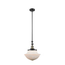 Oxford Mini Pendant shown in the Black Antique Brass finish with a Matte White shade