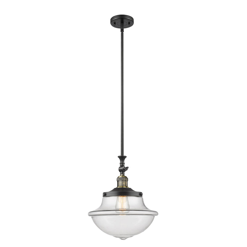 Oxford Mini Pendant shown in the Black Antique Brass finish with a Clear shade