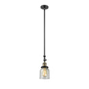 Bell Mini Pendant shown in the Black Antique Brass finish with a Seedy shade