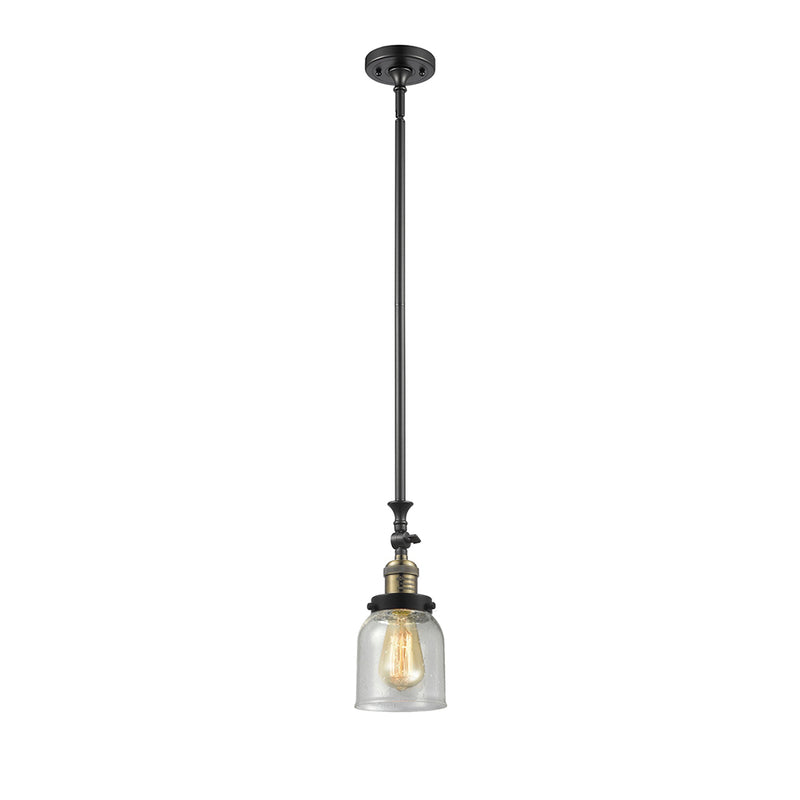 Bell Mini Pendant shown in the Black Antique Brass finish with a Seedy shade