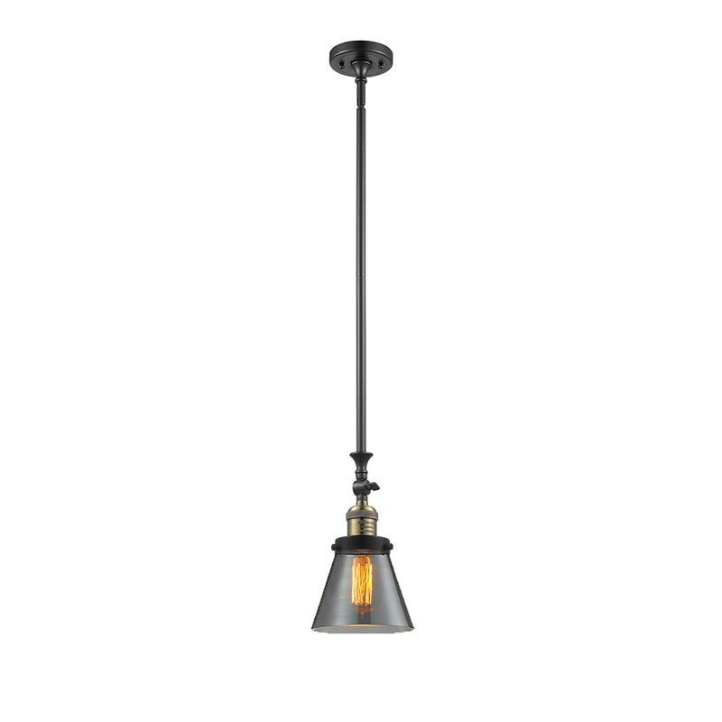 Cone Mini Pendant shown in the Black Antique Brass finish with a Plated Smoke shade