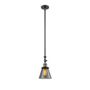 Cone Mini Pendant shown in the Black Antique Brass finish with a Plated Smoke shade