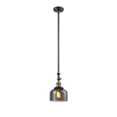 Bell Mini Pendant shown in the Black Antique Brass finish with a Plated Smoke shade