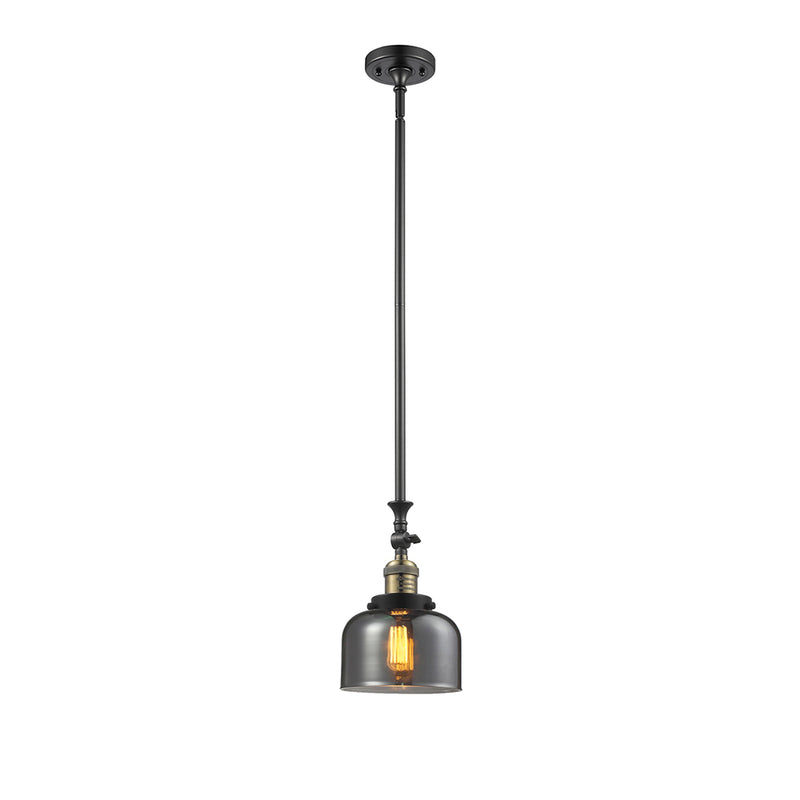 Bell Mini Pendant shown in the Black Antique Brass finish with a Plated Smoke shade