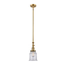 Canton Mini Pendant shown in the Brushed Brass finish with a Clear shade