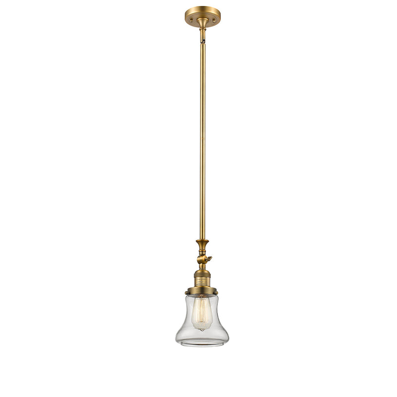 Bellmont Mini Pendant shown in the Brushed Brass finish with a Clear shade