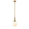 Beacon Mini Pendant shown in the Brushed Brass finish with a Matte White shade