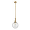 Beacon Mini Pendant shown in the Brushed Brass finish with a Seedy shade