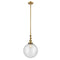 Beacon Mini Pendant shown in the Brushed Brass finish with a Seedy shade