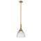 Seneca Falls Mini Pendant shown in the Brushed Brass finish with a Clear Halophane shade