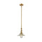 Halophane Mini Pendant shown in the Brushed Brass finish with a Clear Halophane shade