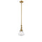 Olean Mini Pendant shown in the Brushed Brass finish with a Seedy shade