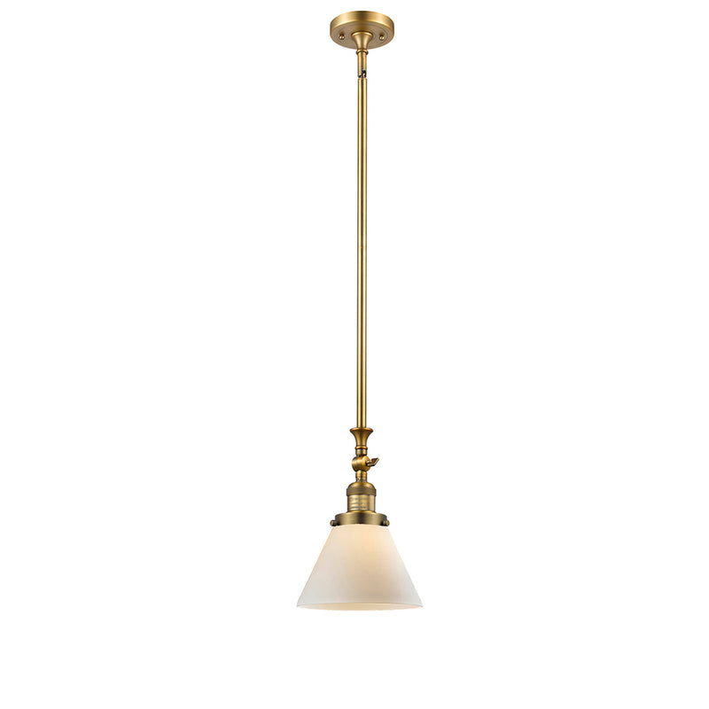 Cone Mini Pendant shown in the Brushed Brass finish with a Matte White shade