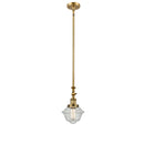 Oxford Mini Pendant shown in the Brushed Brass finish with a Seedy shade