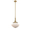 Oxford Mini Pendant shown in the Brushed Brass finish with a Matte White shade