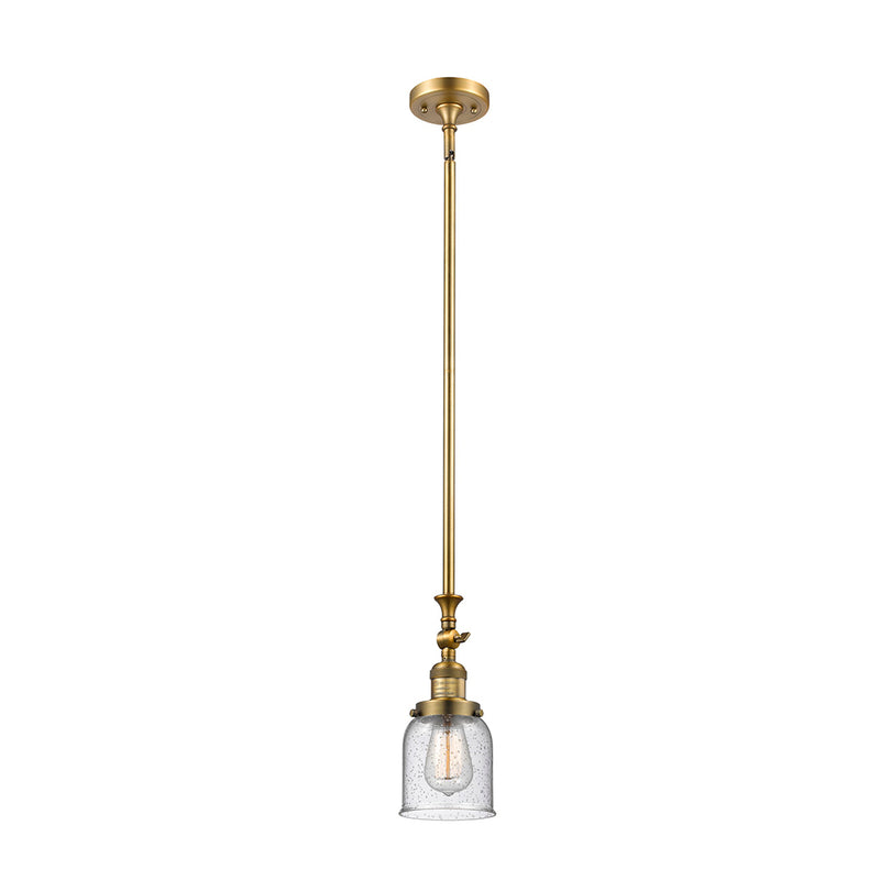 Bell Mini Pendant shown in the Brushed Brass finish with a Seedy shade