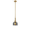 Bell Mini Pendant shown in the Brushed Brass finish with a Plated Smoke shade