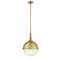 Hampden Pendant shown in the Brushed Brass finish with a Seedy shade