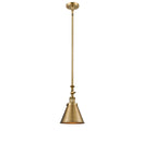 Appalachian Mini Pendant shown in the Brushed Brass finish with a Brushed Brass shade