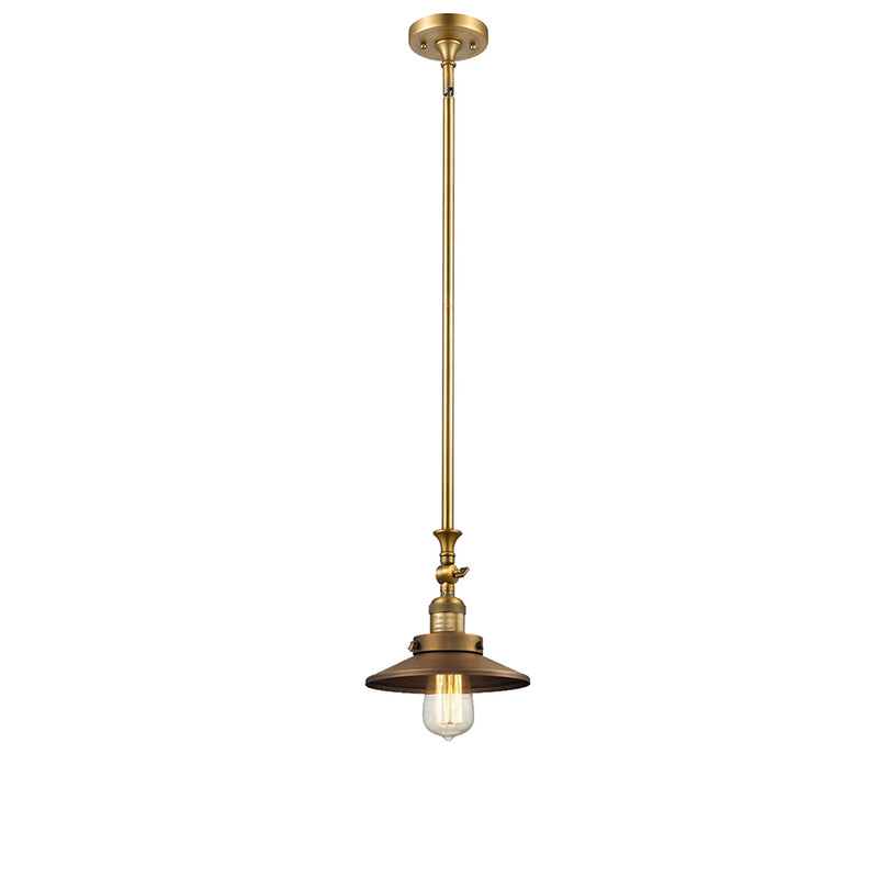 Railroad Mini Pendant shown in the Brushed Brass finish with a Brushed Brass shade