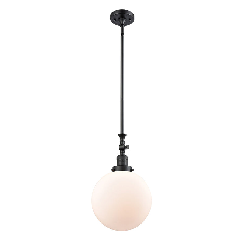 Beacon Mini Pendant shown in the Matte Black finish with a Matte White shade