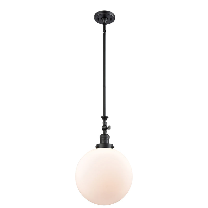 Beacon Mini Pendant shown in the Matte Black finish with a Matte White shade